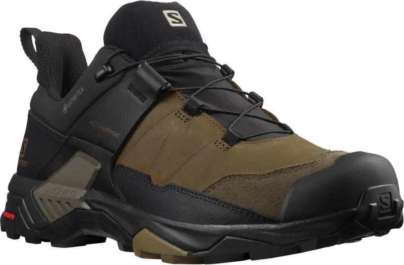 Salomon Mens X Ultra 4 Leather GTX Hiking Shoe - Desert Palm-Black-Kangaroo-1